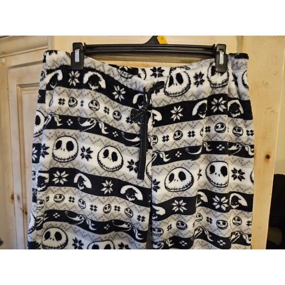 Nightmare Before Christmas Jack Skellington Striped Fleece Pajama Pants Wm Lg - Picture 2 of 5